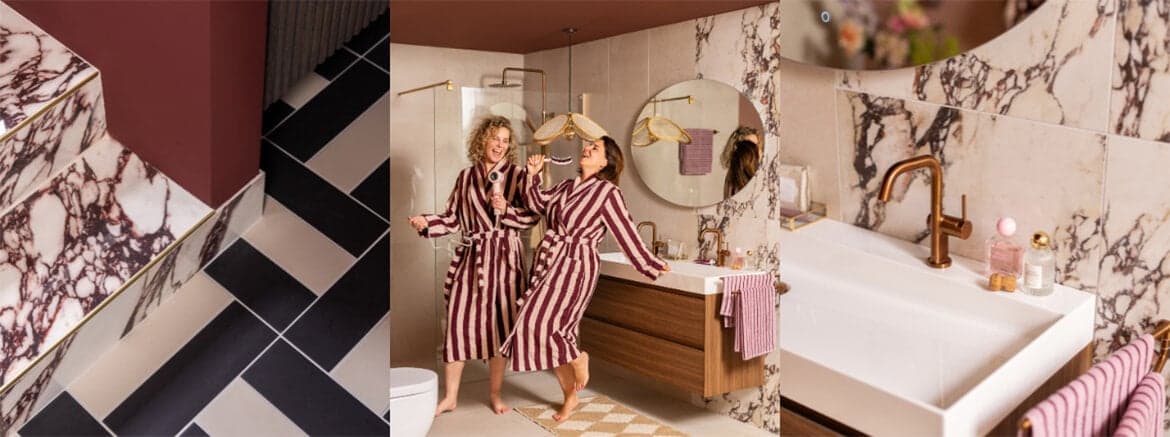 Kleurrijk marmer in de badkamer