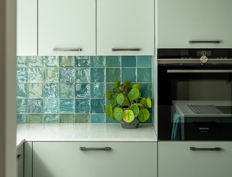 Mintgroene keukenkastjes