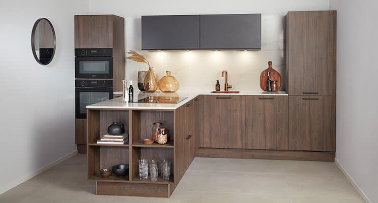 T-keuken houten look