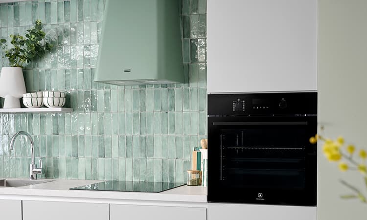 Rechte keuken wit met lichtblauw