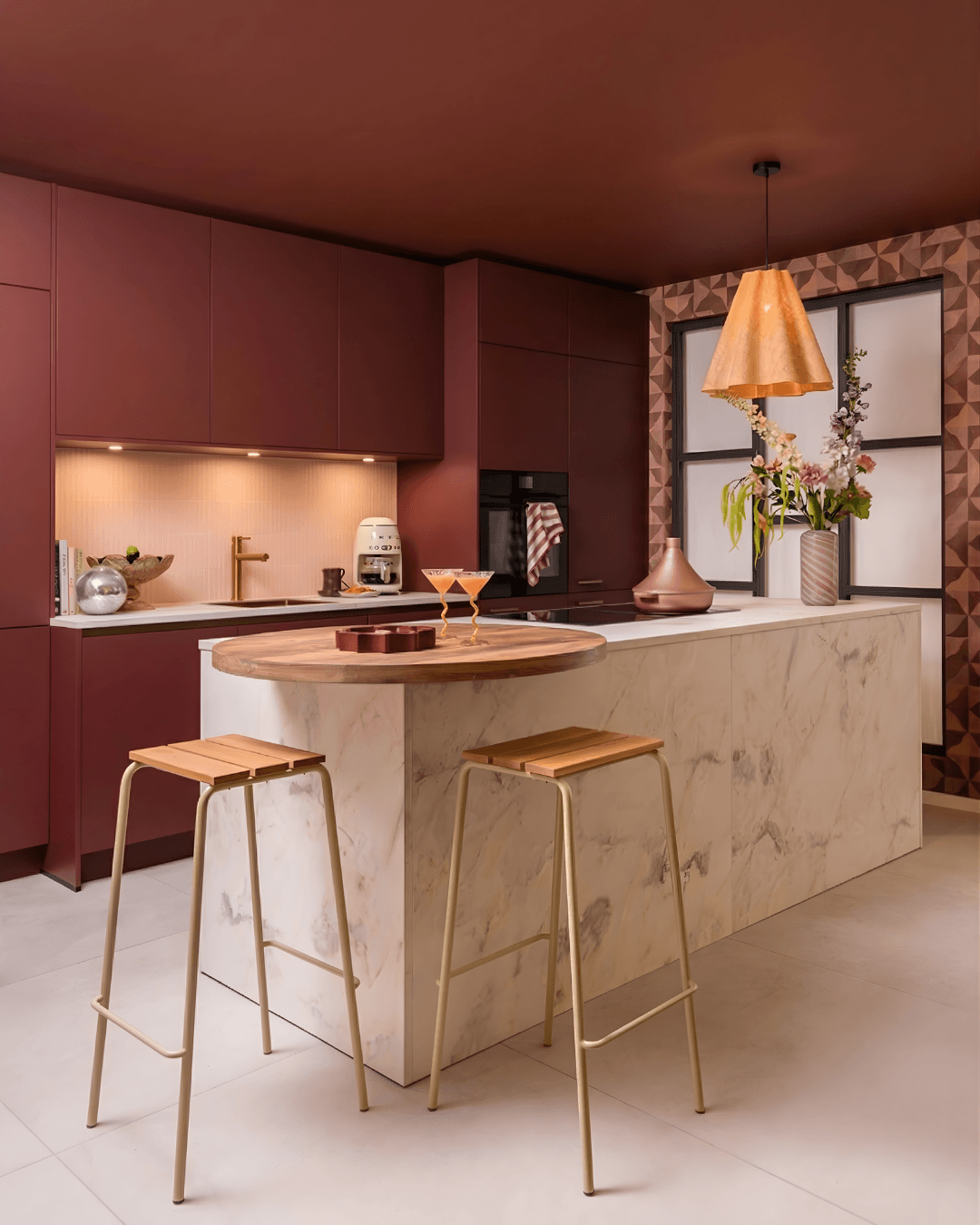 Plafond meegeschilderd in keuken